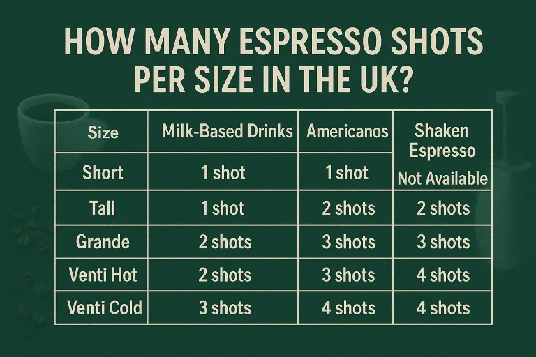 Espresso Shots Per Size in the UK