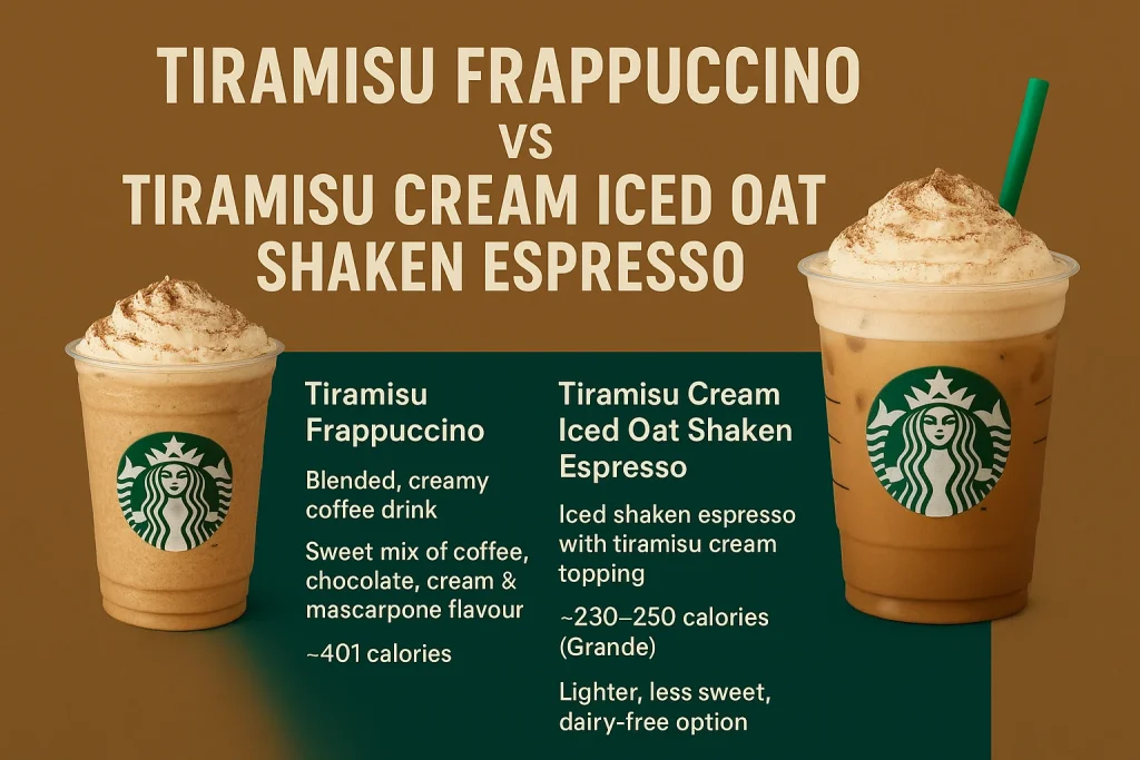 Tiramisu Frappuccino vs Tiramisu Cream Iced Oat Shaken Espresso