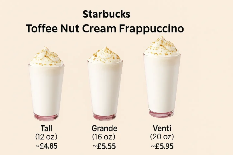 Starbucks Toffee Nut Cream Frappuccino sizes
